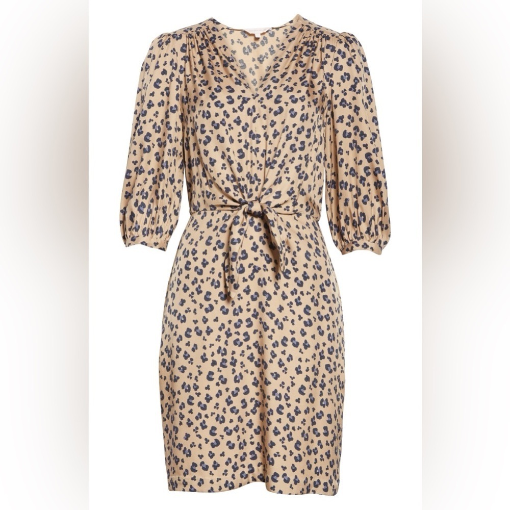 REBECCA TAYLOR Cheetah-Print Blouson Silk Dress NWT Size 6 - Picture 2 of 12